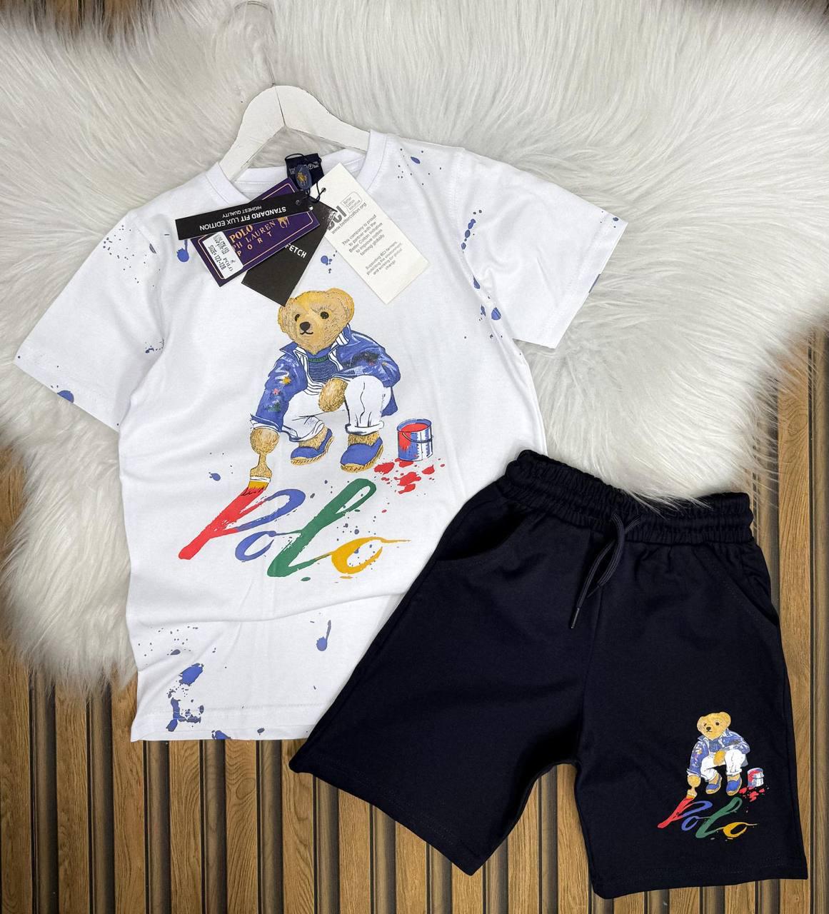 Костюм детский Polo Ralph Lauren футболка/шорты 13-14 лет 158-164 см Бело-черный (25669279)