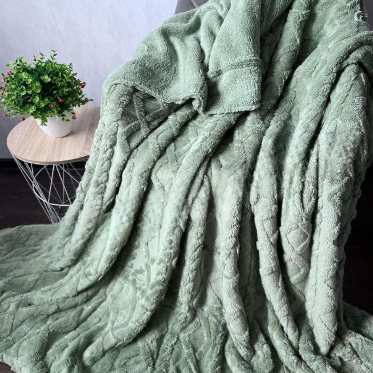 Плед пушистый Koloco Ромбик двухспальный 180х220 см Бирюзовый (37243)