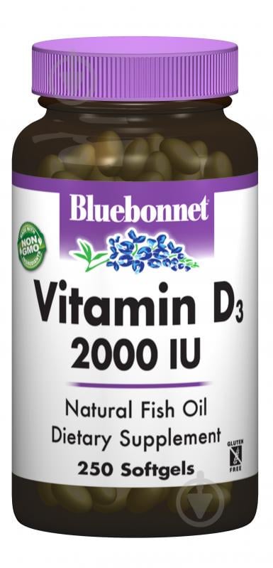 Вітамін D3 2000IU Bluebonnet Nutrition 250 желатинових капсул - фото 1