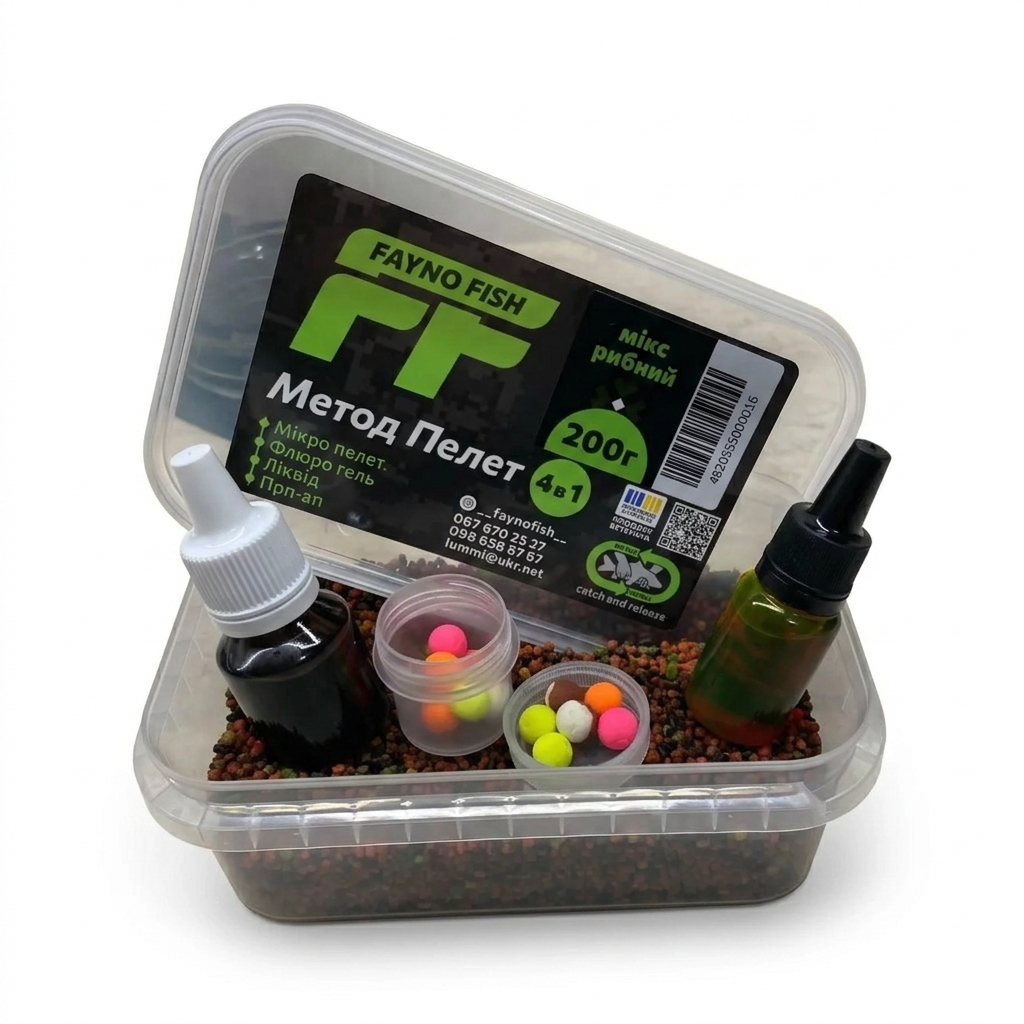 Методный пеллетс метод микс Foodie Fish рыбный микс 4в1 200 г (2551552237)