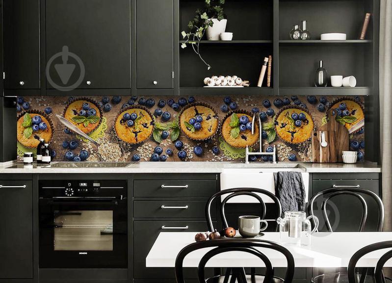 Скинали на кухню Zatarga «Черничные кексы» 600х3000 мм виниловая 3Д наклейка кухонный фартук самоклеящаяся Z180805/2