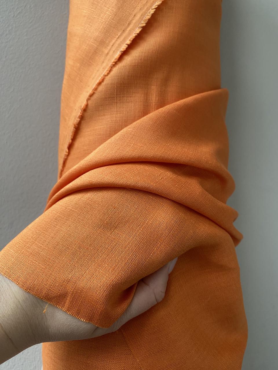 Ткань рубашечно-платьевая LINEN PLUS льняная 143 см 1250 Оранжевый - фото 2 Ткань рубашечно-платьевая LINEN PLUS льняная 143 см 1250 Оранжевый - фото 2