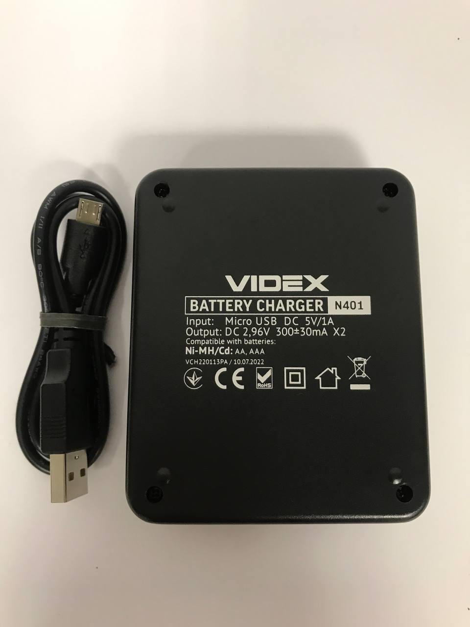 Сетевое зарядное устройство Videx N401 2-4 аккумулятора AA/AAA