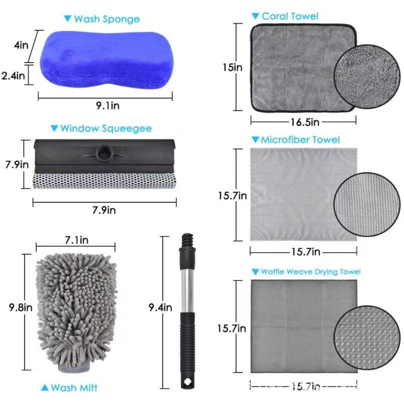 Набор микрофибр и губок для мойки автомобиля в органайзере 7 пр. (cbs-viros066) - фото 2