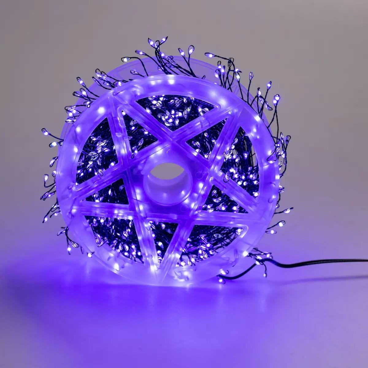 Гирлянда роса мишура 30 метров хвойная лапа 640 led светодиодов зеленый провод Синий (D1750BL)