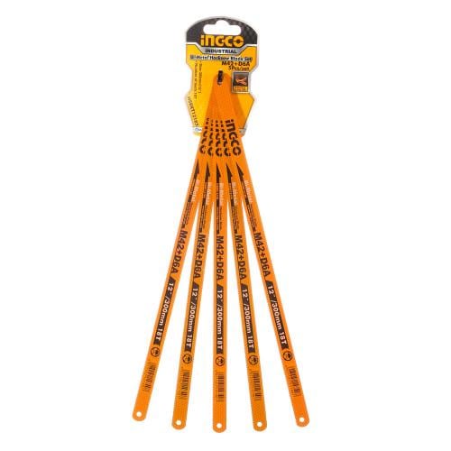 Полотно ножівкове по металу INGCO INDUSTRIAL 300 мм 18Т сталь M42+D6A 5 шт. (31916474)