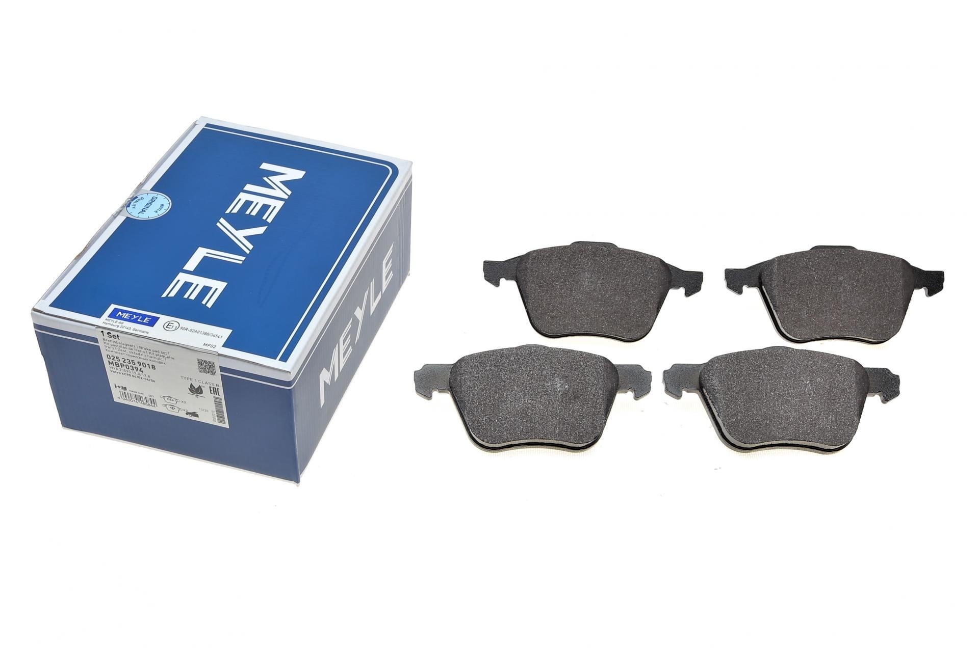 Колодки тормозные передние Meyle 025 235 9018 Volvo S60 00-10/V70 01-08/S80 01-06/XC90 02-14 Ate