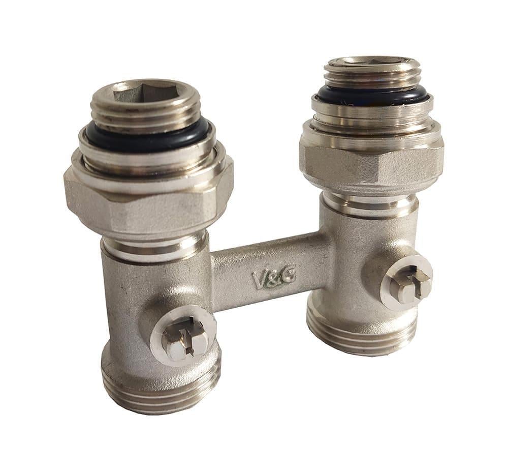 Узел подключения прямой V&G VALOGIN Н-образный евроконус с ниппелями 3/4x3/4" (VG-605101)