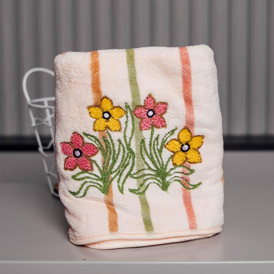 Полотенце банное Цветущая четверка микрофибра 140x70 см Бледно-розовый (88140)