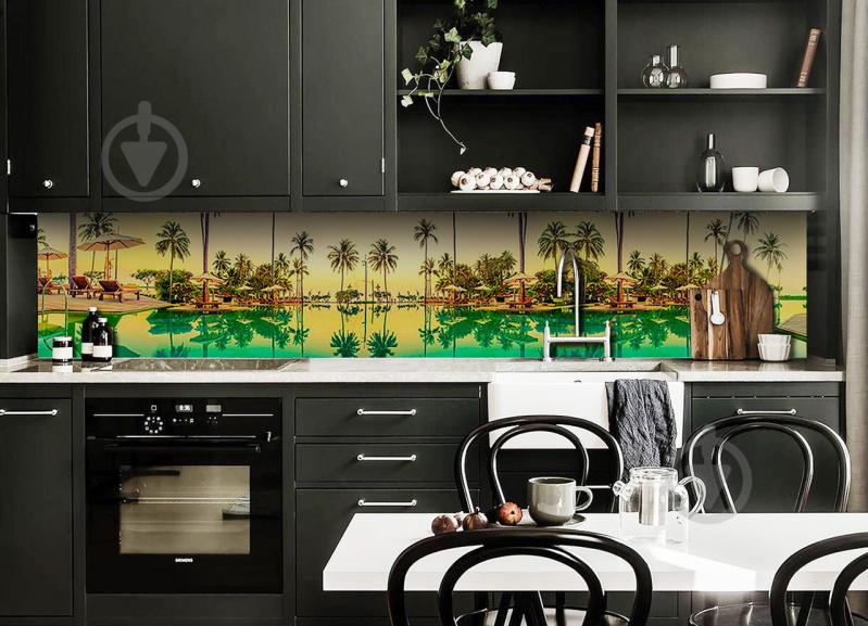 Скинали на кухню Zatarga «Тропический отдых» 600х2500 мм виниловая 3Д наклейка кухонный фартук самоклеящаяся Z180713