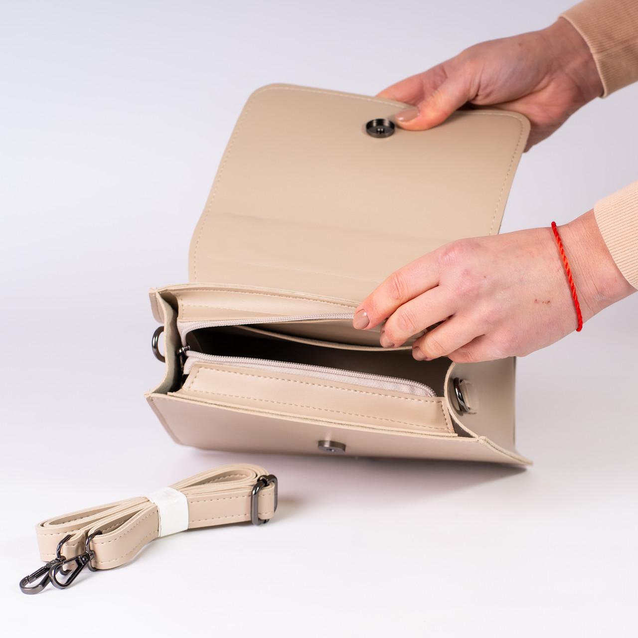 Сумка жіноча крос-боді XENIA № 08-24 Бежевий - фото 4 Сумка жіноча крос-боді XENIA № 08-24 Бежевий - фото 4