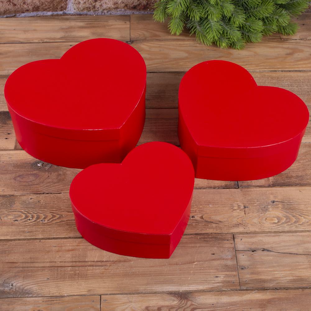 Коробка в форме сердца набор 3 шт. Красный (2127-1)