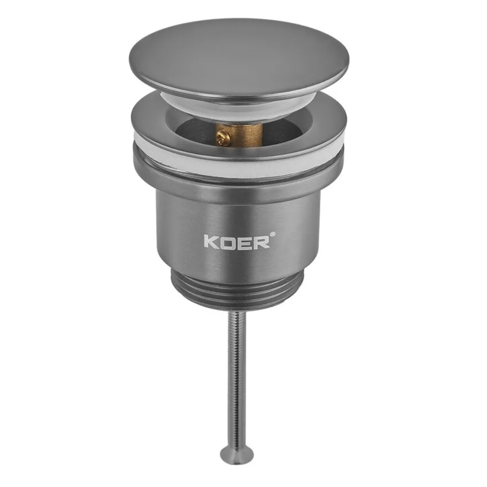 Клапан донный KOER PW-11-07 1 1/4'' Сlick-Сlack для умывальника Графит (KR5793)
