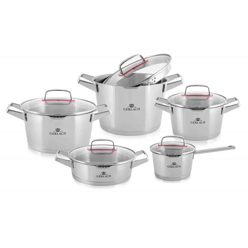 Набор кастрюль с крышкой и ковшом Gerlach Superior из нержавеющей стали 10 пр. (2015284718)