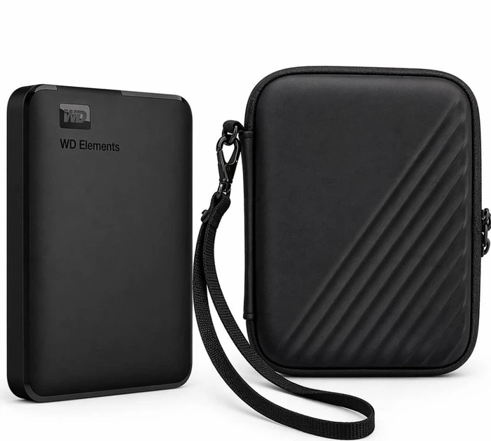 Жесткий диск Western Digital Elements 500GB USB 3.2 HDD Black и защитный кейс ПК Windows Mac OS Android 500 гигабайт