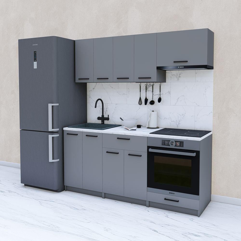 Кухня модульная готовая компактная 1,8 м 180 см Антрацит (МП40а) - фото 1 Кухня модульная готовая компактная 1,8 м 180 см Антрацит (МП40а) - фото 1