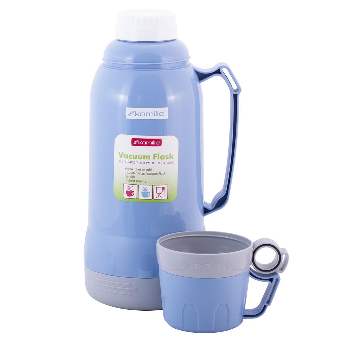 Термос Kamille Vizo 1000 мл зі скляною колбою Блакитний (30411405) - фото 3