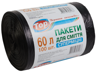 Мешки для мусора Top Pack суперпрочные 60x80 мм 60 л 100 шт. Черный (5-010411)