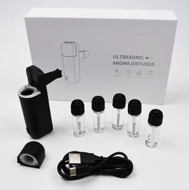 Диффузор электронный для авто Ultrasonic Car Aroma Diffuser Black с 6 ароматами (28052)