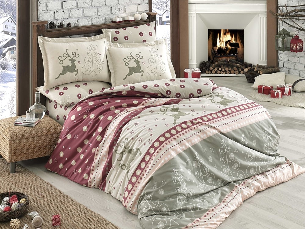 Комплект постельного белья Hobby Flannel Ludovica 200х220 см Бордовый