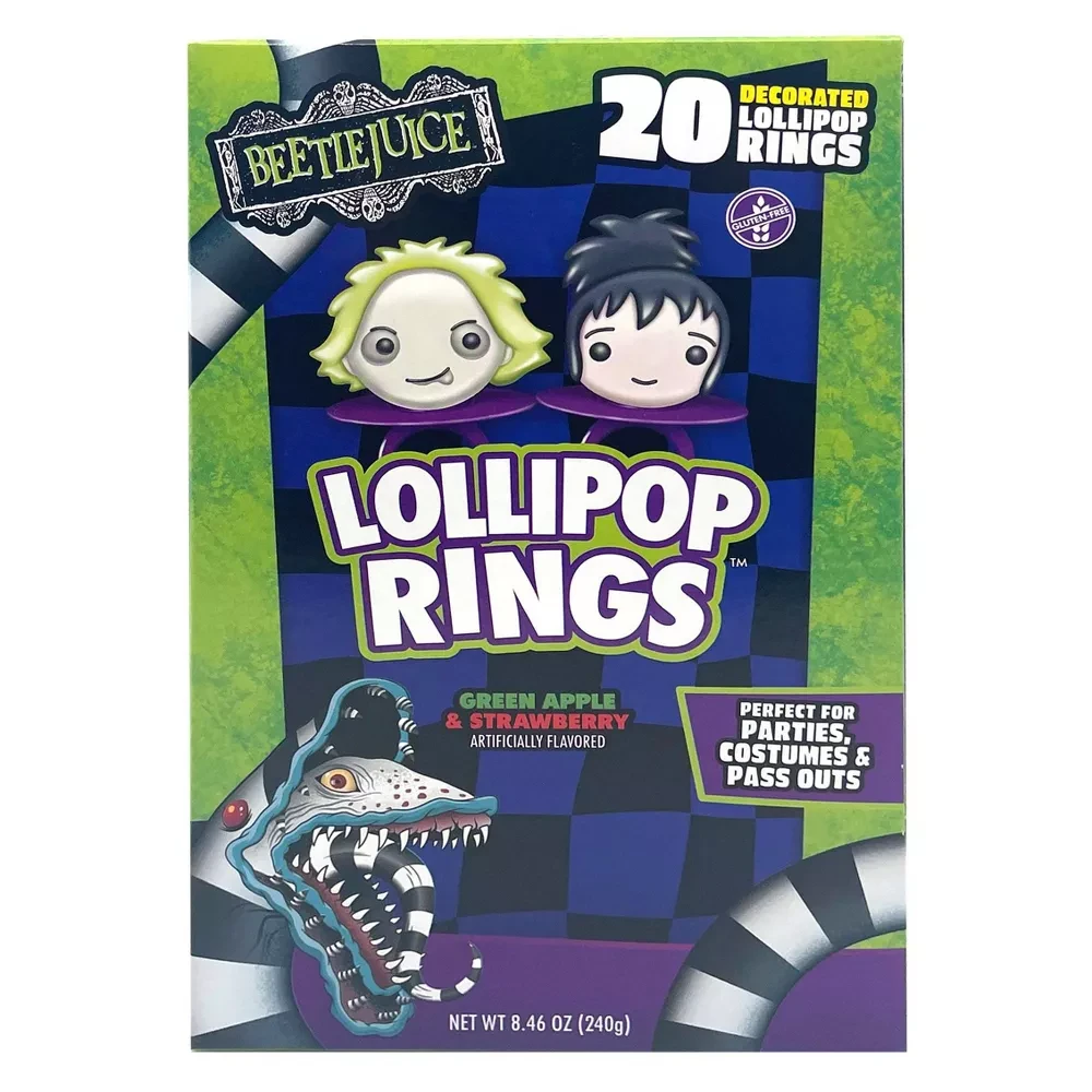 Льодяники у формі кілець Beetlejuice Lollipop Rings Box 20 шт. 240 г (2360836512)