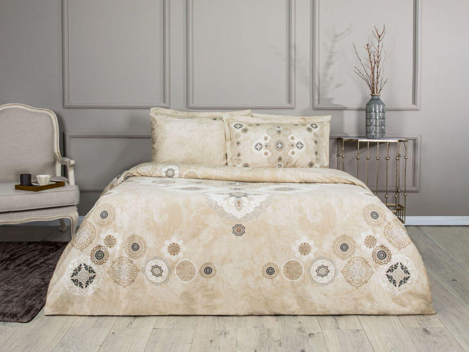 Постельное белье Tac Dione kahve сатин Deluxe евро