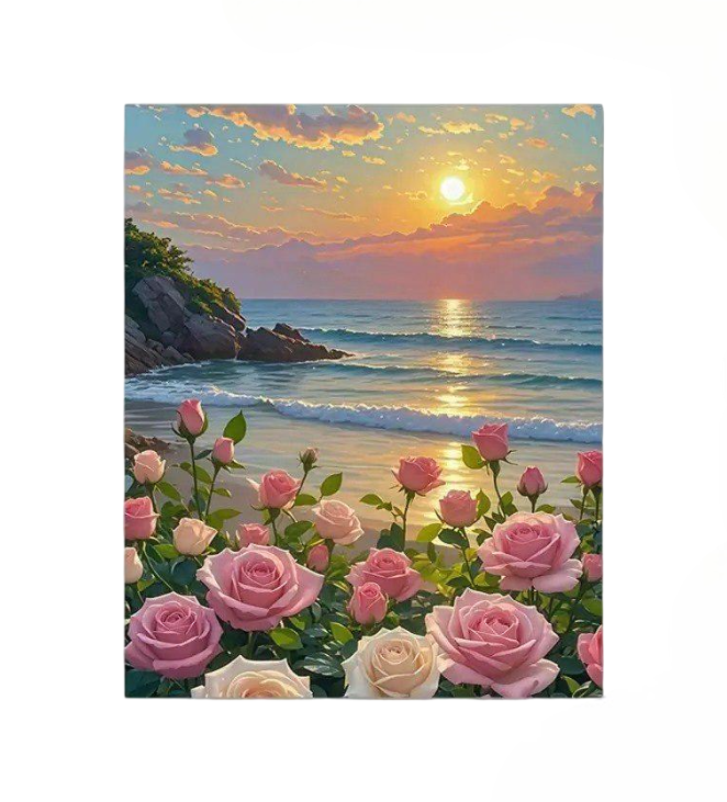 Картина по номерам Розы с видом на море полотно без рамки 40×50 см (001150-12)