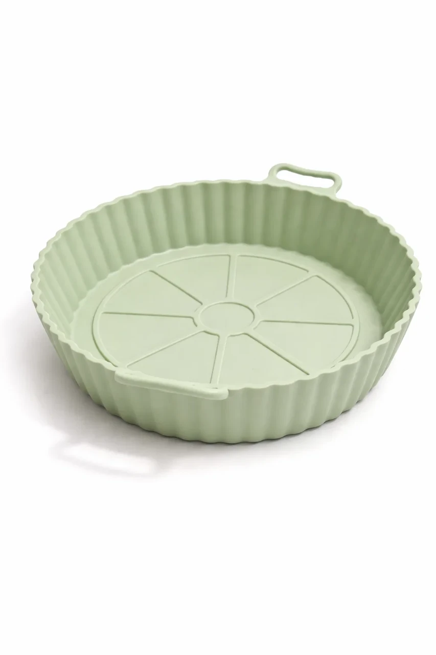 Форма для выпечки в аэрогриле и мультипечи силиконовая круглая с ручками Зеленый (31761863)