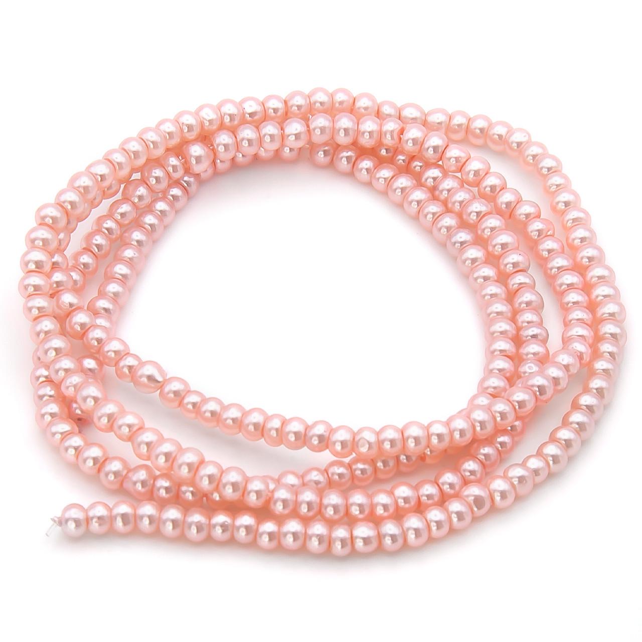 Бусины стеклянные на нитке под жемчуг 6 мм 80 см 145 шт. Розовый (БЖ0006ш53)