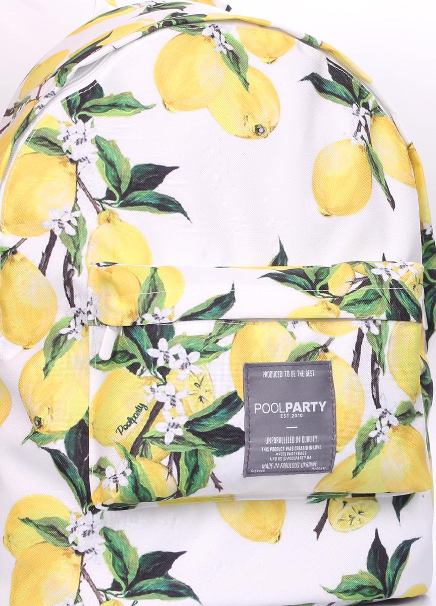 Рюкзак міський з лимонами POOLPARTY Backpack-lemons 40х30х16 см Білий/Жовтий (3670070) - фото 4