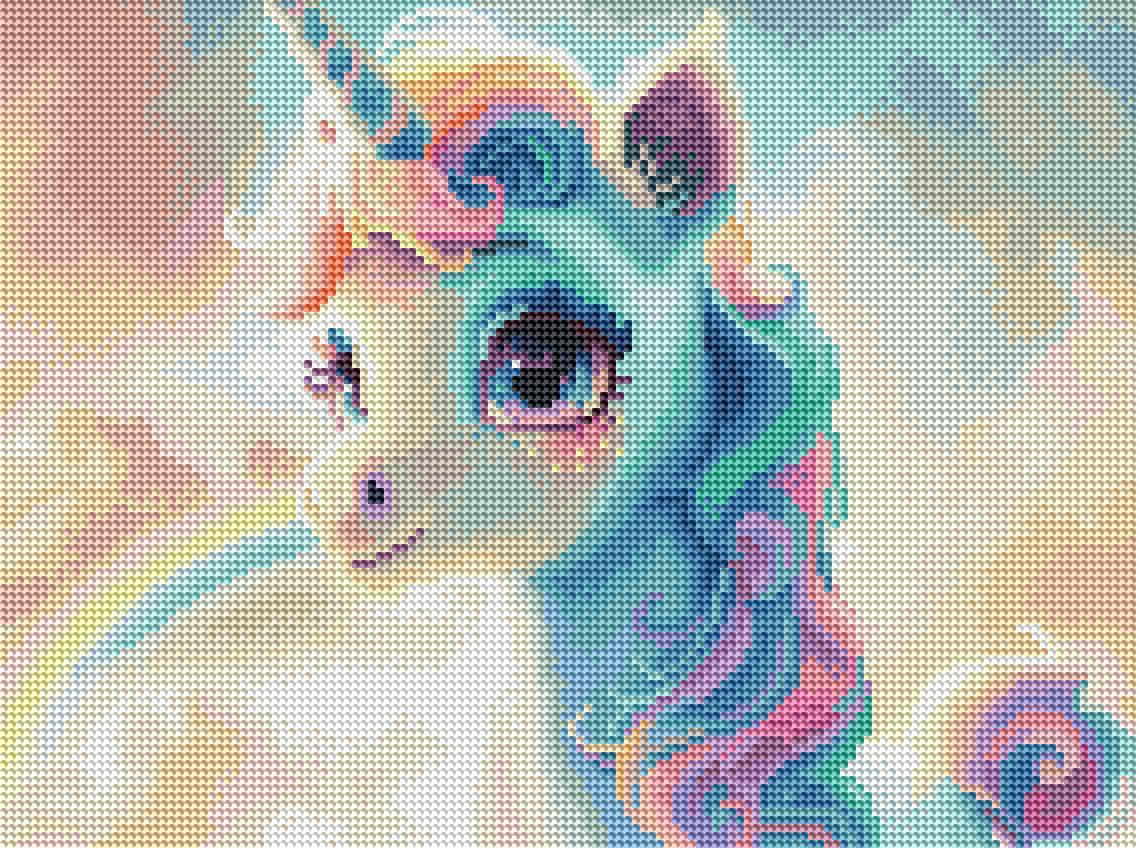 Алмазная мозаика Brushme Цветной единорог 30x40 см (RDBS7008)