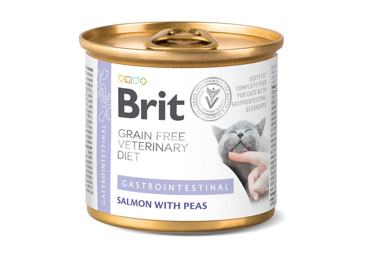 Корм влажный диетический Brit VD Gastrointestinal Cat с лососем и горошком для кошек с желудочно-кишечными расстройствами 200 г (549856)