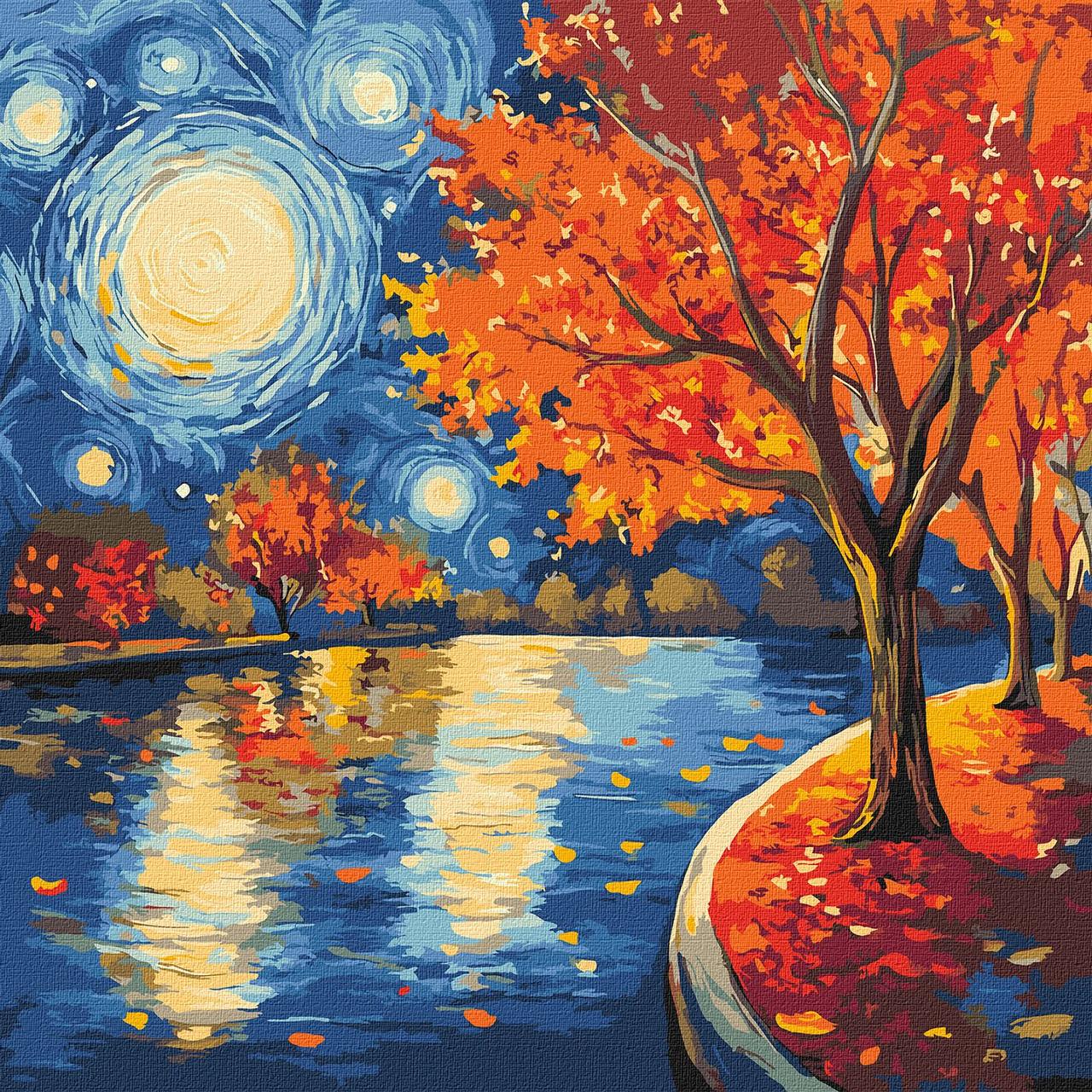 Картина по номерам Ideyka Осенняя ночь 40х40 см (2824290456)