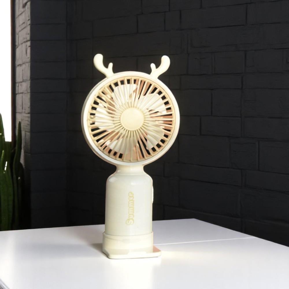 Портативный вентилятор с рожками Олень на аккумуляторе и USB Бежевый - фото 8 Портативный вентилятор с рожками Олень на аккумуляторе и USB Бежевый - фото 8