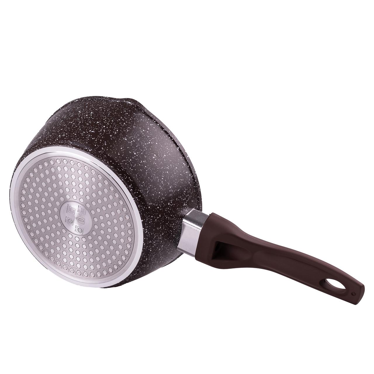 Набор ковшей Olina с антипригарным покрытием алюминиевые 3 шт. Коричневый (HP656) - фото 7