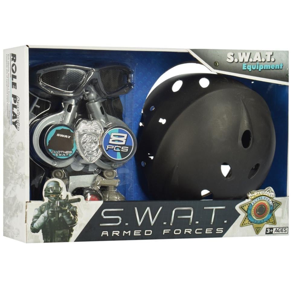 Дитячий ігровий набір Поліцейський 33650-33770 каска/окуляри/наручники/граната/бронежелет (26114278)