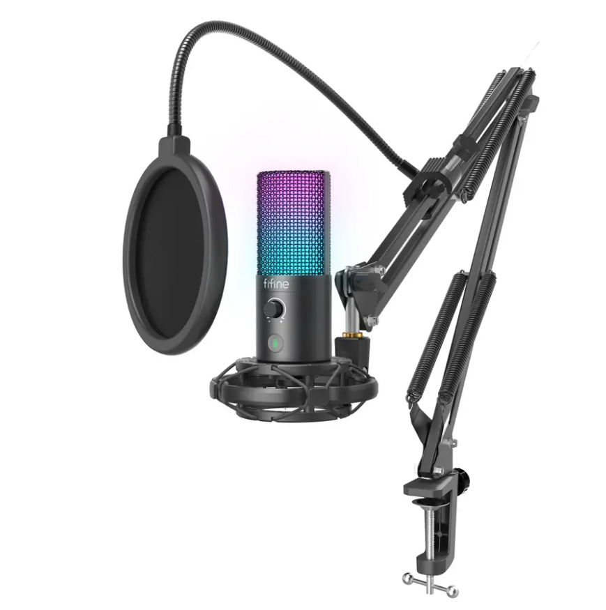 Мікрофон конденсаторний FIFINE T669 Pro3 RGB з поп-фільтром Shock Mount & Gain Control (17809235)