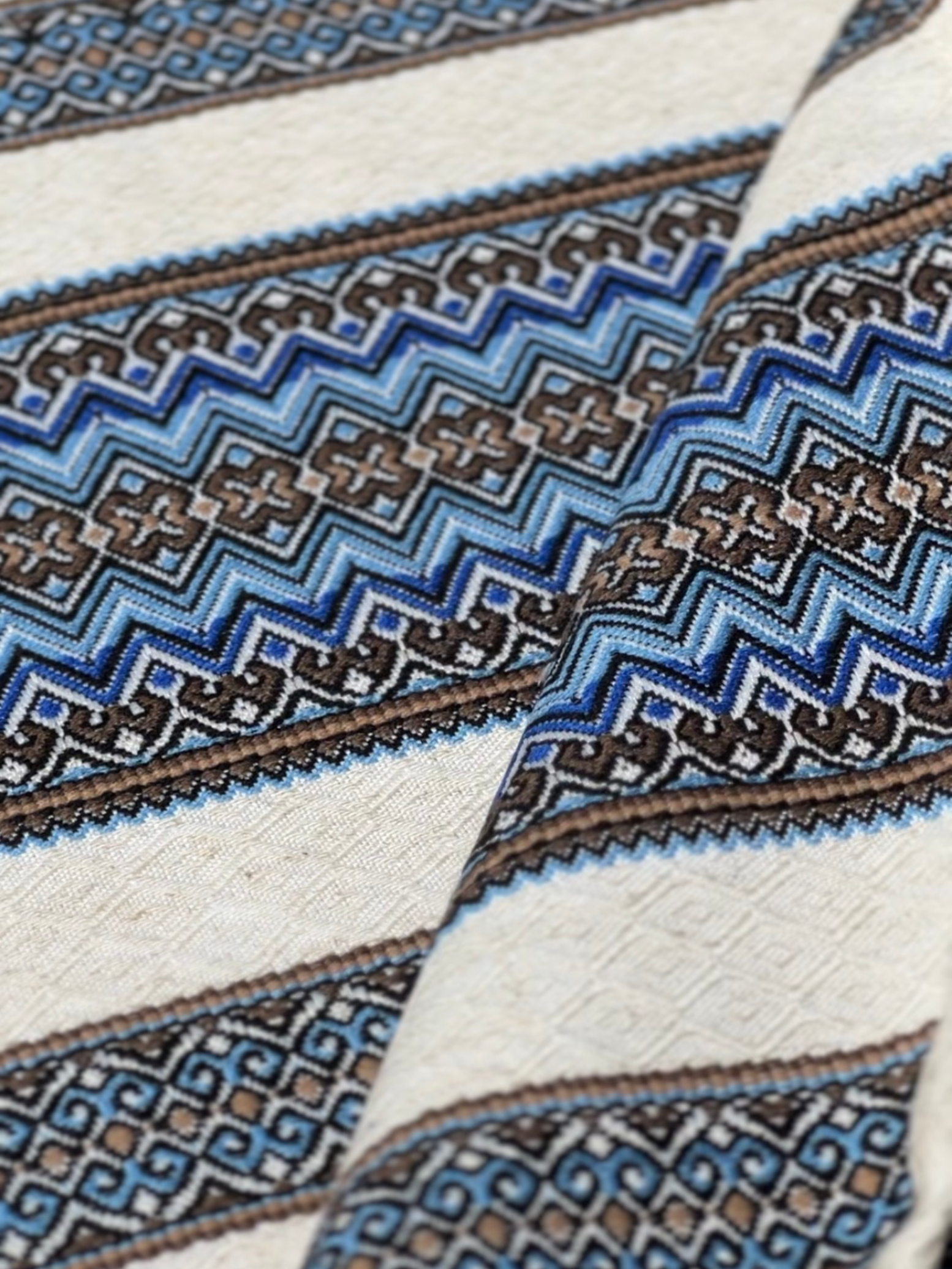 Скатерть льняная пасхальная Стожары с украинским орнаментом 370x150 см Синий (1902-8) - фото 10