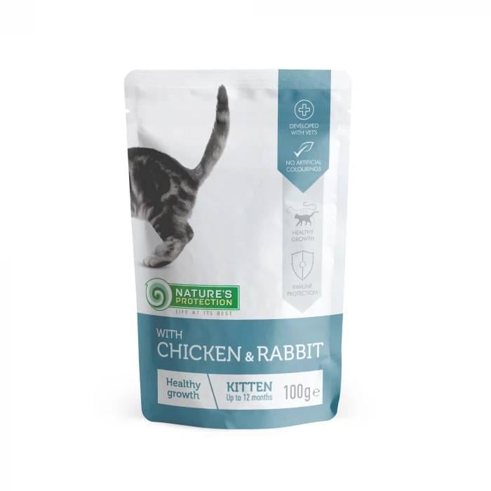 Корм влажный для котят с курицей и кроликом Nature's Protection Kitten with Chicken and Rabbit 100 г (KIK45193) (4771317451934)