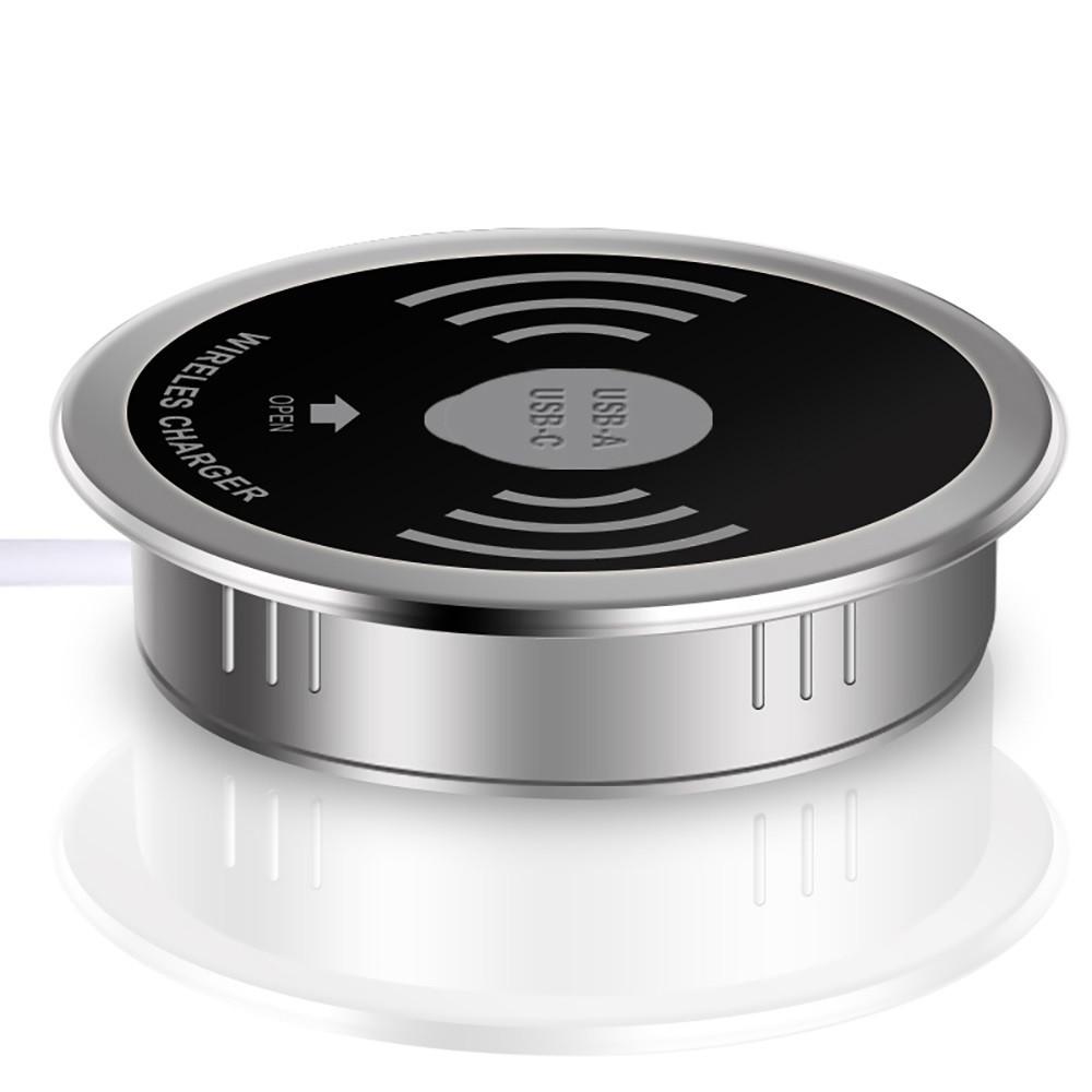 Встроенный беспроводной зарядное устройство SUNROZ C2 QI Wireless Char гer для офисов кафе 5W 3в1 (SUN4394)