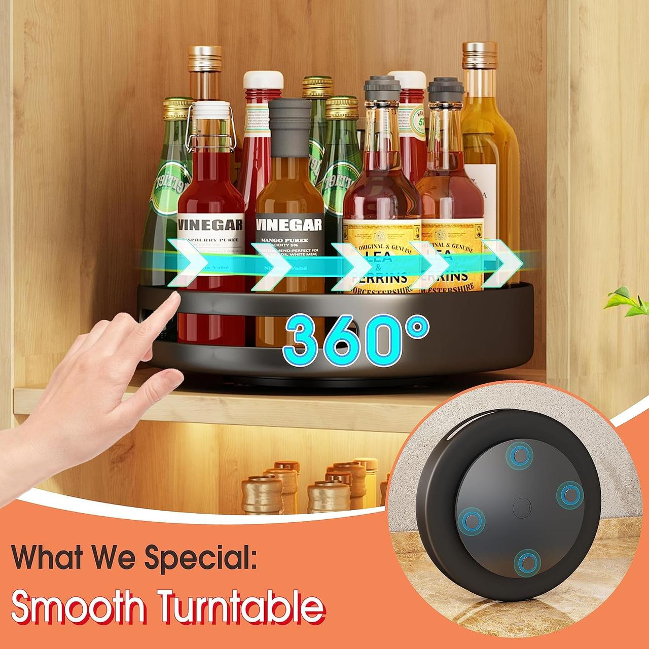 Органайзер для специй металлический поворотный 360° 25 см Черный (2417012013) - фото 3 Органайзер для специй металлический поворотный 360° 25 см Черный (2417012013) - фото 3
