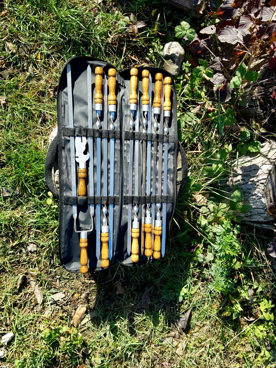 Набір шампурів GrillKov преміум з дерев'яною ручкою в чохлі 6 шт. (2181) - фото 2 Набір шампурів GrillKov преміум з дерев'яною ручкою в чохлі 6 шт. (2181) - фото 2