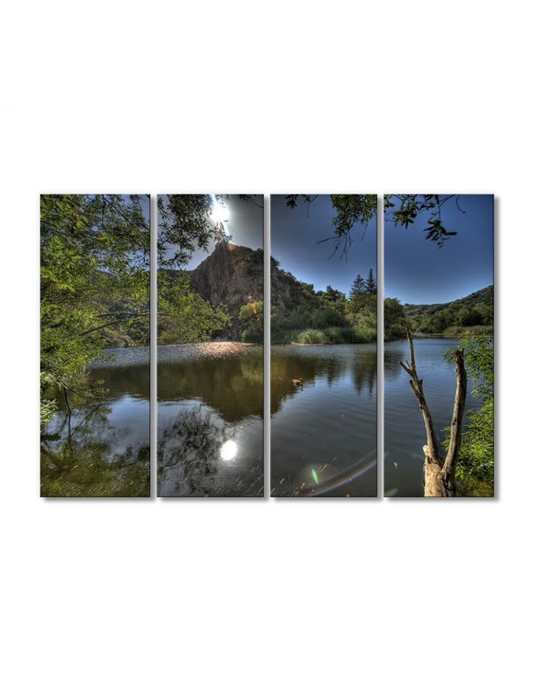 Картина модульная Темные тучи Солнце над горой 4 модуля 90x135 см