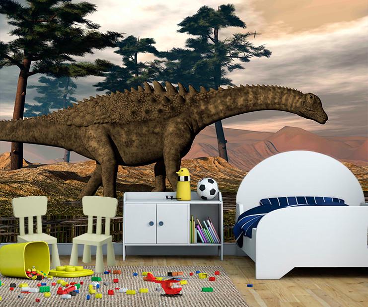 Фотообои 3D для детской комнаты Динозавр и вода