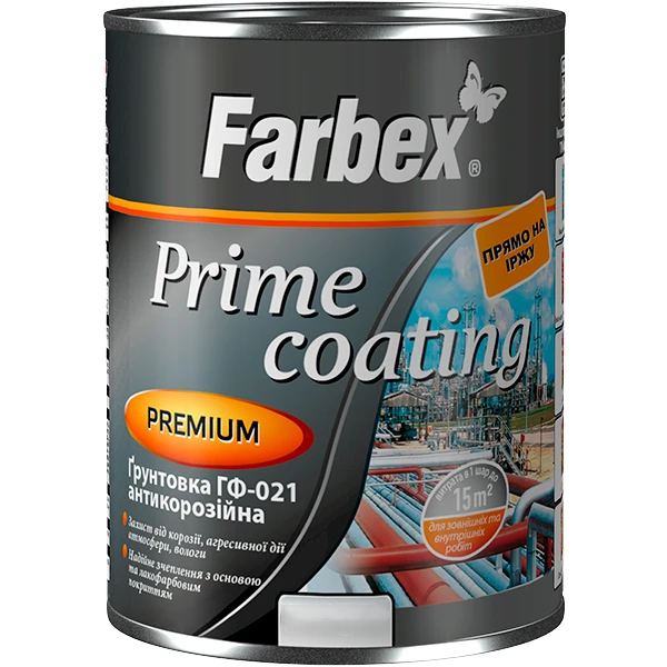 Грунтовка Farbex ГФ-021 антикоррозионная 12 кг Черный (2792905914)