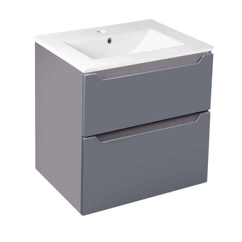 Комплект Qtap Scorpio тумба подвесная и раковина врезная 605х585х460 мм Graphite (QT1472TPВ6023060CG)