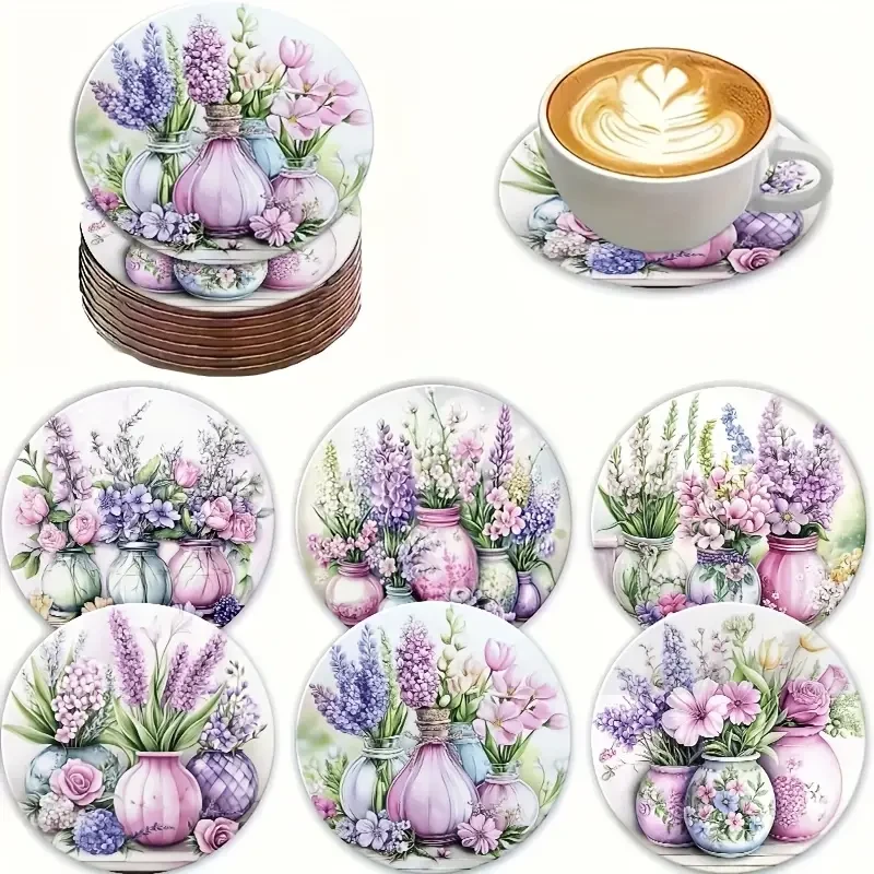 Набор деревянных подставок под чашки Цветы в вазах 6 шт. - фото 7 Набор деревянных подставок под чашки Цветы в вазах 6 шт. - фото 7