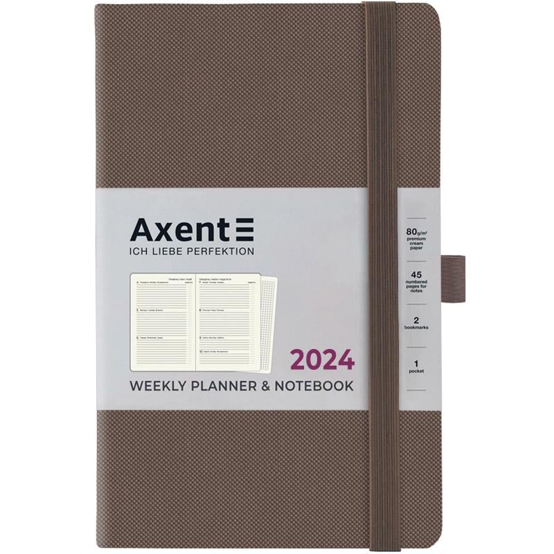 Еженедельник 2024 Axent Partner Soft Diamond 125х195 мм 96 л Ореховый (8518-24-56-A)