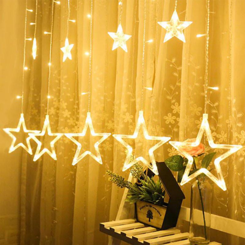 Гірлянда світлодіодна Зірки новорічна від мережі з пультом керування теплий білий 12 ламп 3 м (1080) - фото 6
