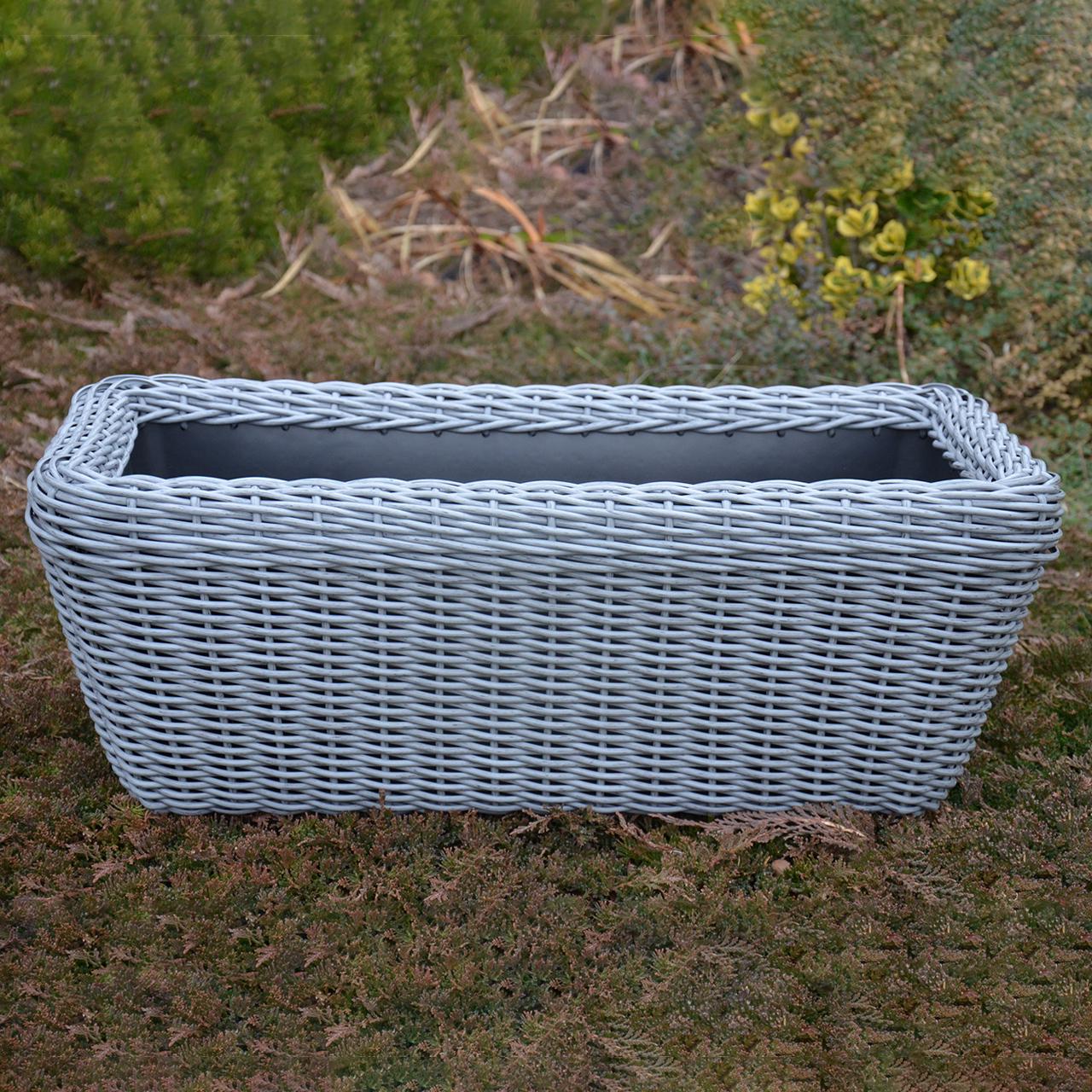 Кашпо прямокутне для рослин та квітів з штучного ротангу/ручної роботи 45 л Сірий (24788608) - фото 6 Кашпо прямокутне для рослин та квітів з штучного ротангу/ручної роботи 45 л Сірий (24788608) - фото 6